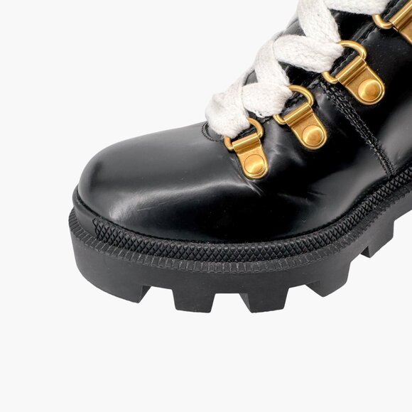 Gucci Sylvie Trip Black Leather Lace Up Combat Boots Size 36.5 US 6.5 Women's - Picture 11 of 15